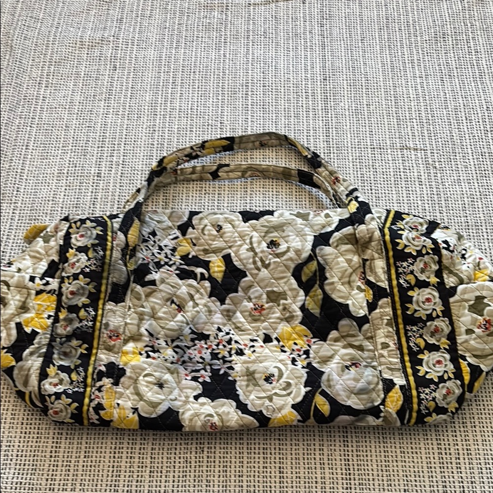Floral Quilted Women's Bag - Black, White, Yellow